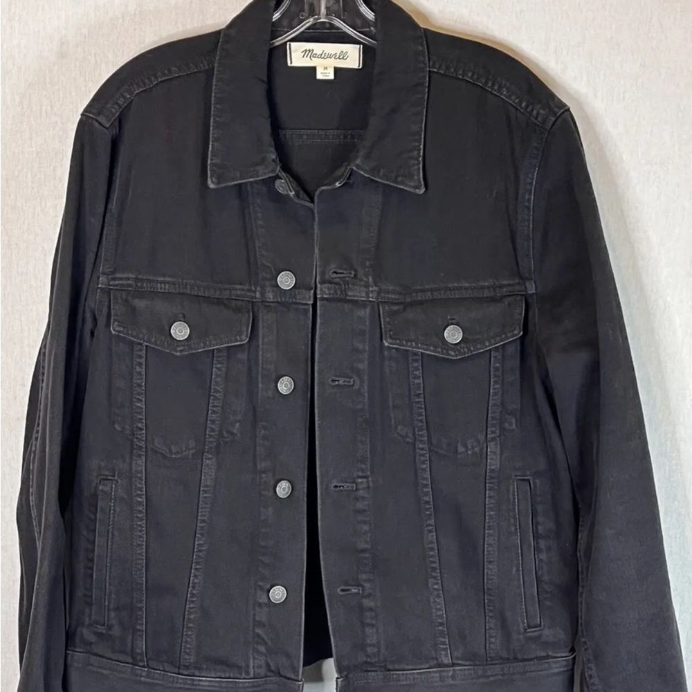 Madewell Jean Jacket Womens Medium Oversized Black Denim Trucker Lunar Wash